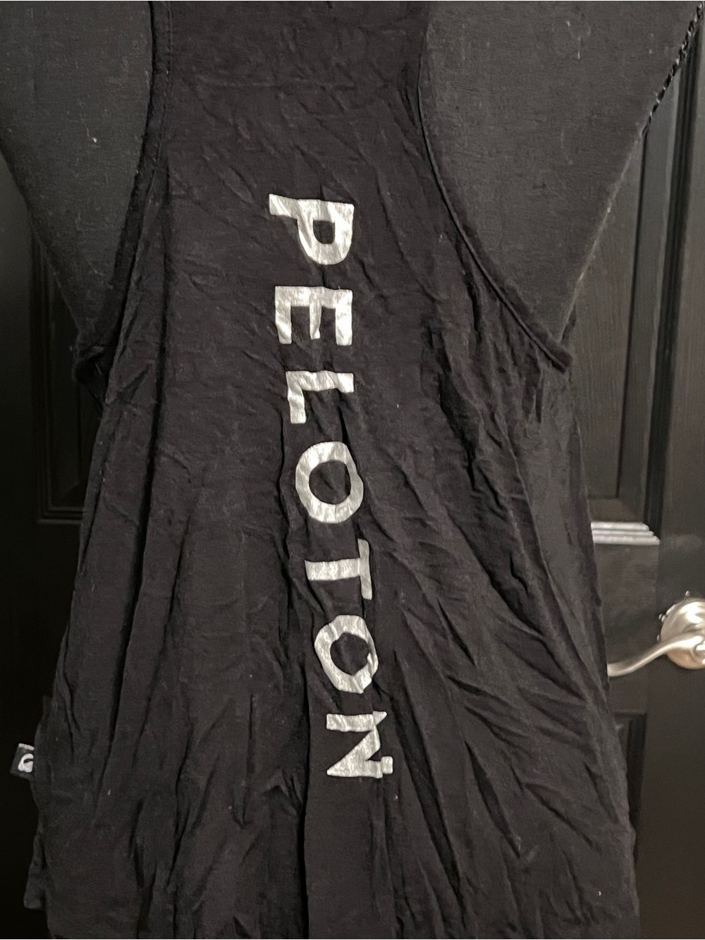 Peloton Black Tank with Vertical White Logo